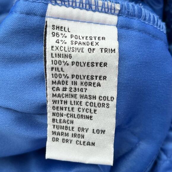 Talbots Vintage 90s Blue Quilted Jacket Corduroy Trim Snap Button Front, Sz LP - Picture 10 of 10